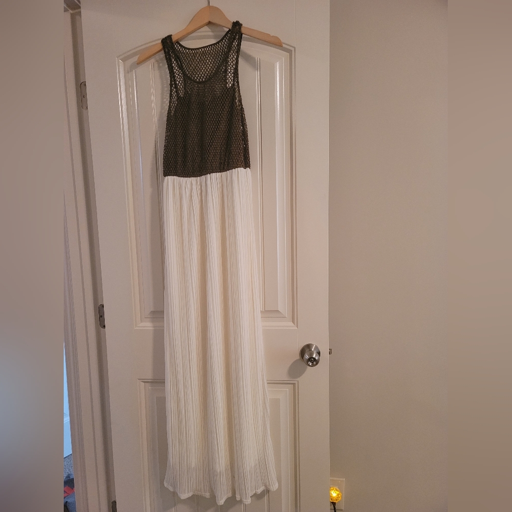 Long white,green dress